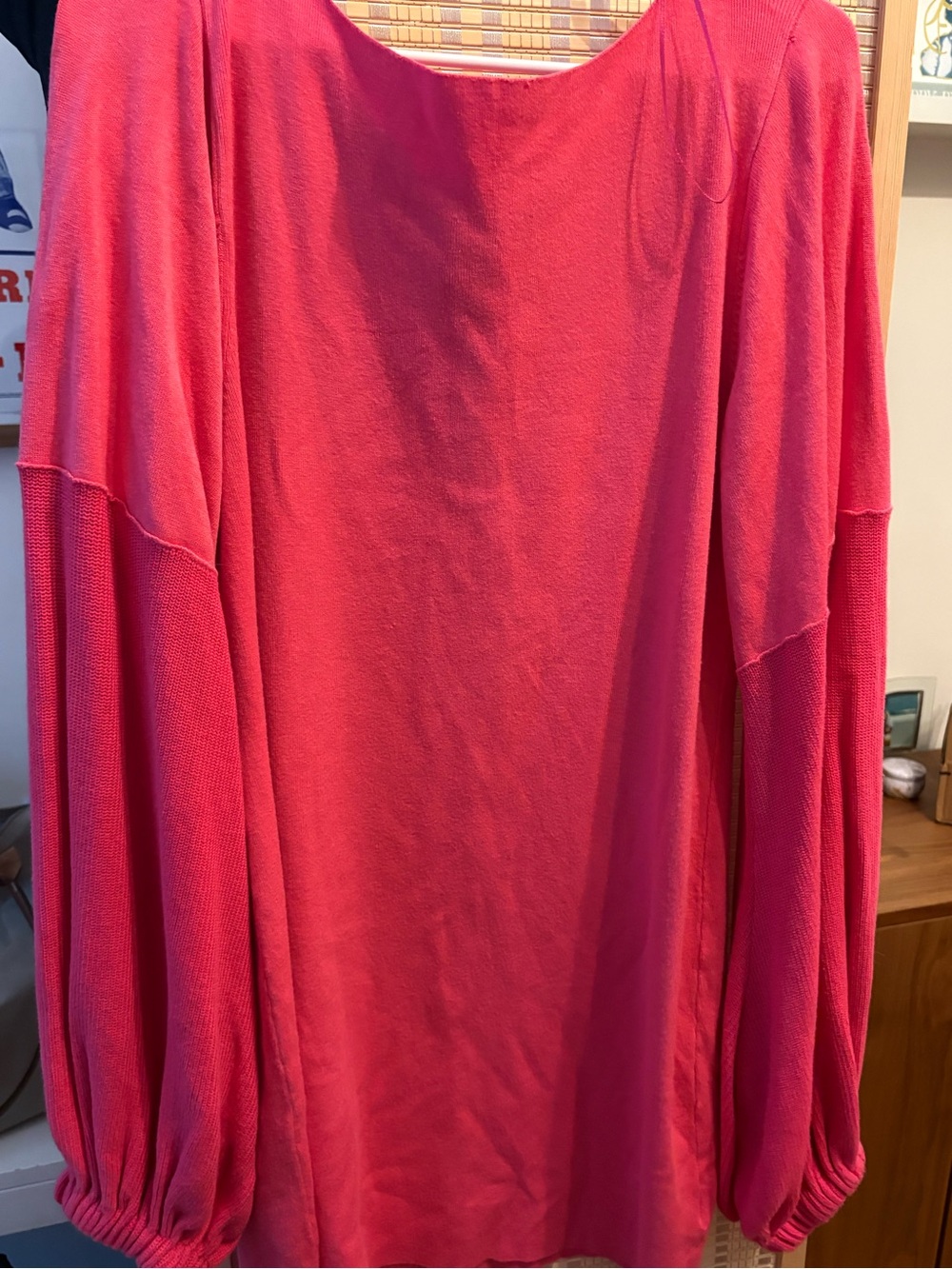 Free People Bright Pink Balloon Sleeve Mini Dress
